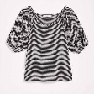 NWT LOFT Striped Puff Sleeve Shirt